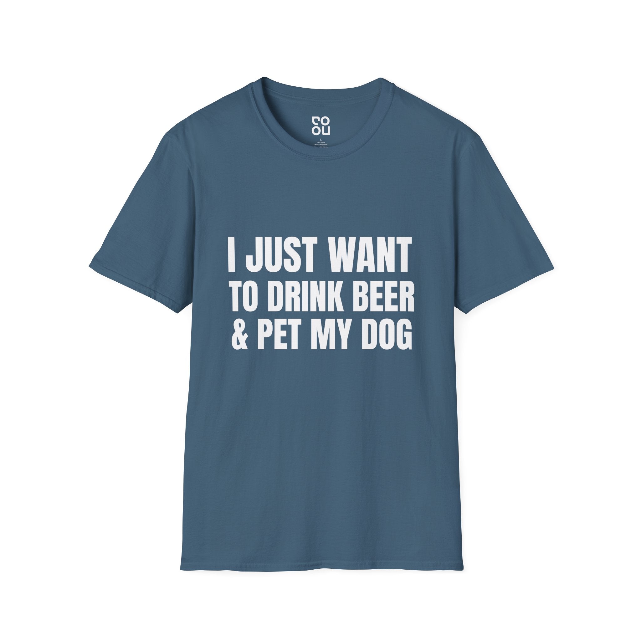 Just Want to Drink & Pet My Dog Humor Novelty Sarcastic Men's/Unisex T-Shirt