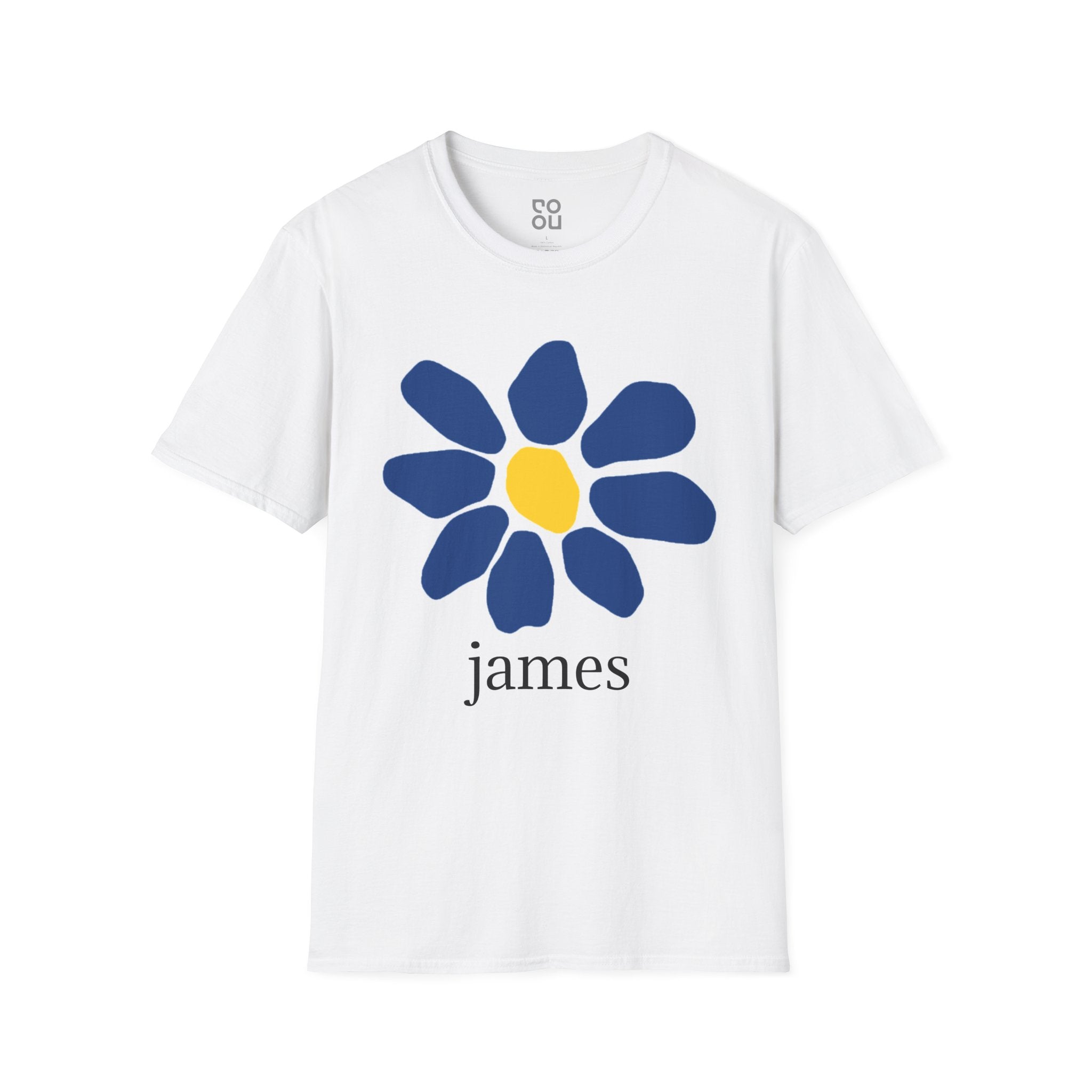 James Flower Blue on White Tee