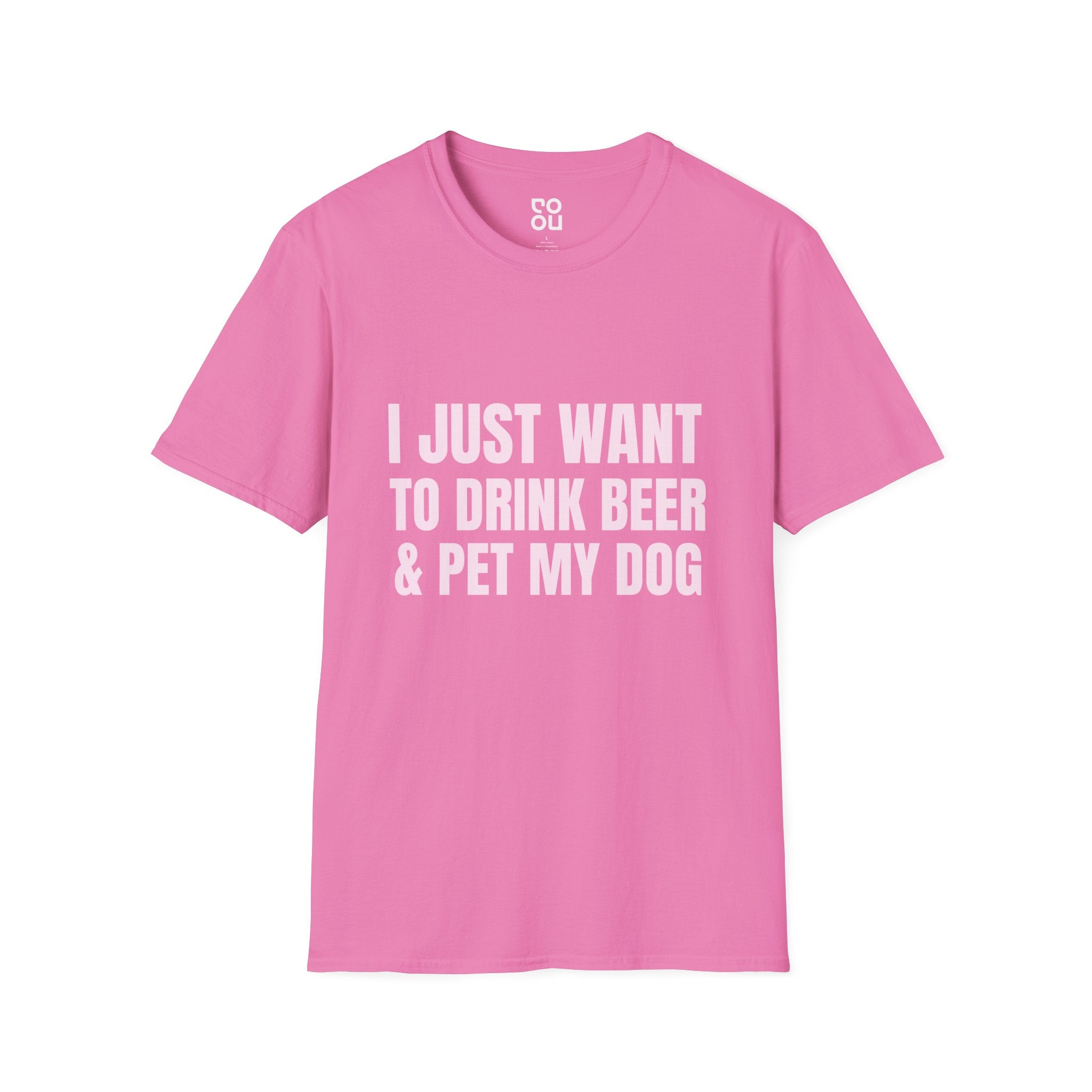 Just Want to Drink & Pet My Dog Humor Novelty Sarcastic Men's/Unisex T-Shirt